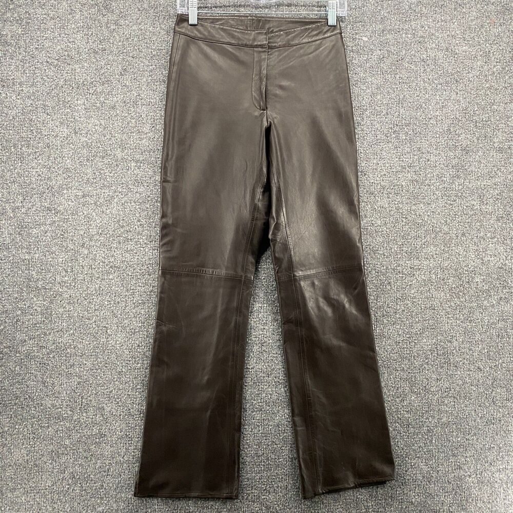 Cache Leather Pants‎ Womens 2 Brown High Rise Bootcut Farm Ranch Western Casual